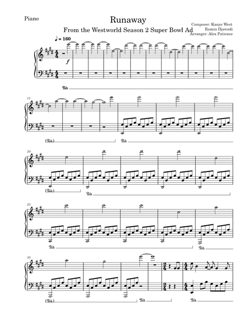 Runaway – Kanye West Runaway - Kanye West Ramin Djawadi Arr. by Alex Patience
