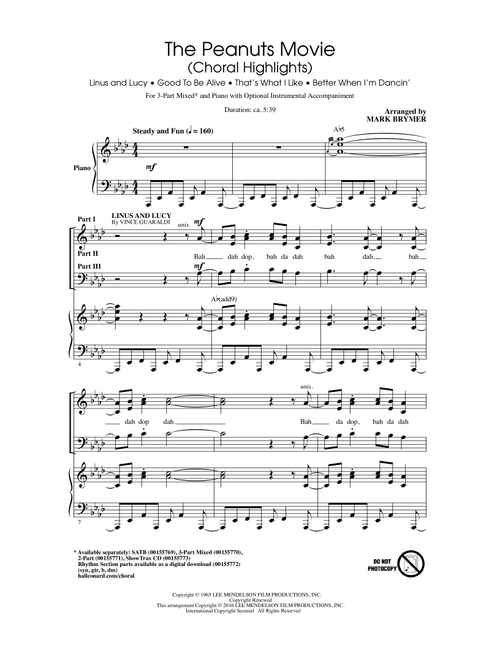 The Peanuts Movie (Choral Highlights) (Arr. Mark Brymer) - Mike Skill, Jimmy Marinos, Vince Guaraldi (Choral, SAB)