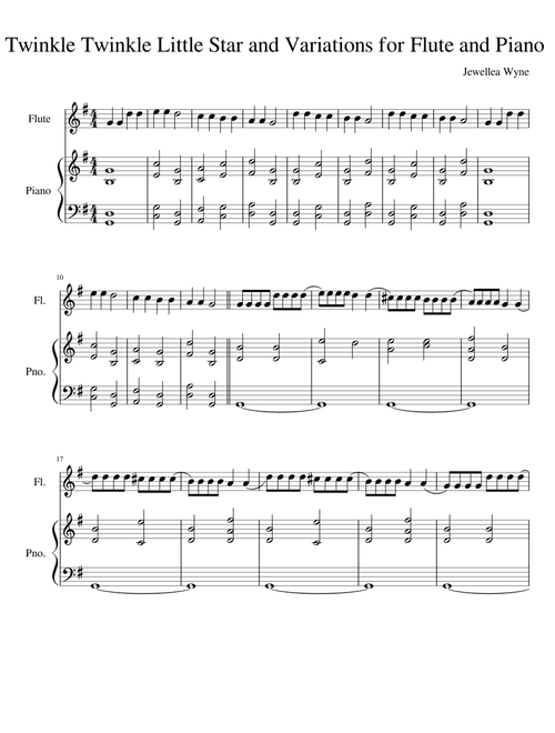 Twinkle Twinkle Little Star and Variations for Flute and Piano