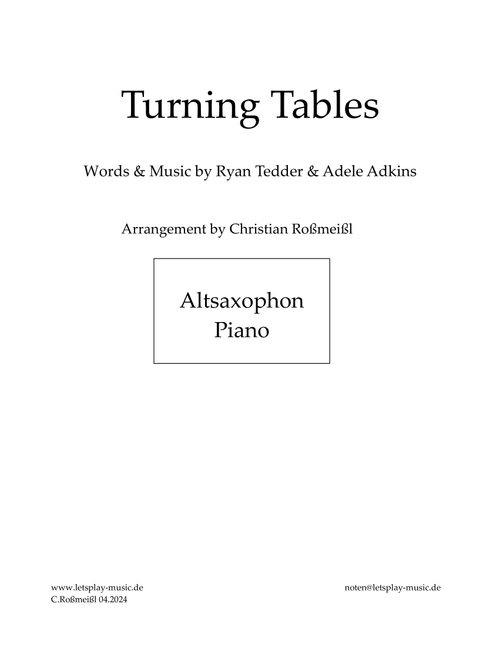 Turning Tables (Arr. Christian Roßmeißl) - Adele (Alto Sax and Piano)