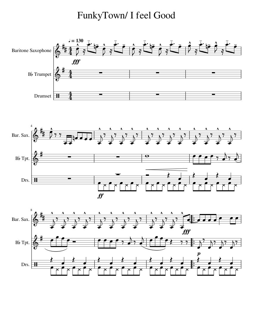 FunkyTownI Feel Good Lucky Chops 2 Sheet music for Saxophone baritone ...