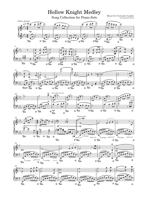 Hollow Knight Medley, Song Collection – Christopher Larkin (Piano Solo)
