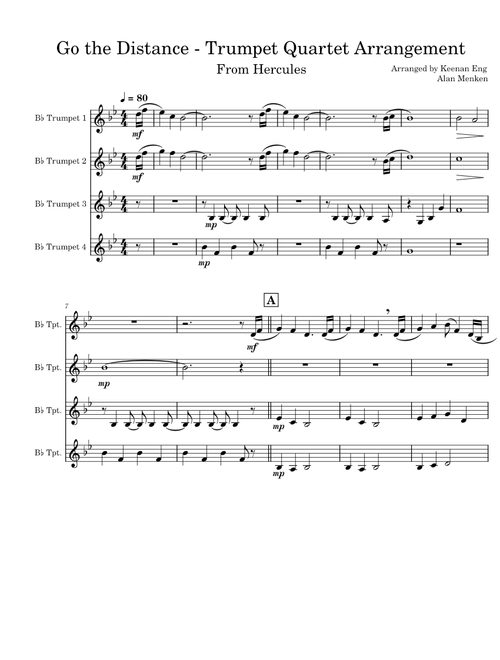Go the Distance - Trumpet Quartet Arrangement