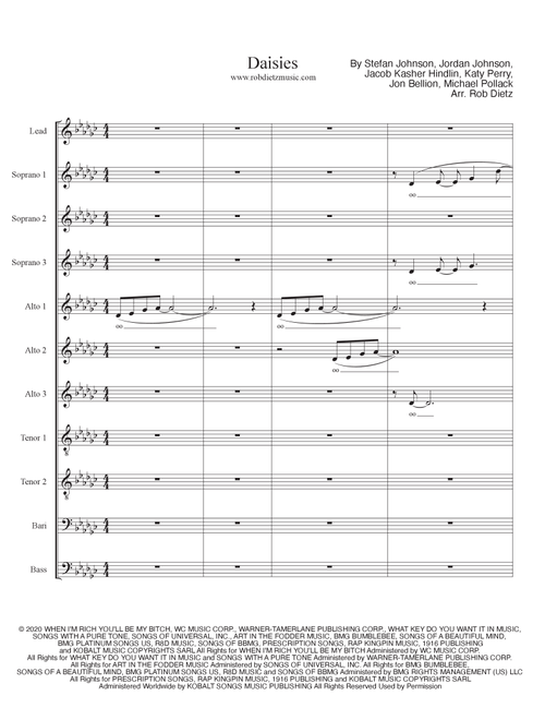 Daisies (Arr. Rob Dietz) - Katy Perry (Choral, SATB divisi)