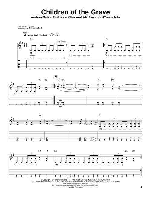 Children Of The Grave - Black Sabbath, White Zombie, Ozzy Osbourne (Guitar Tab Play-Along)