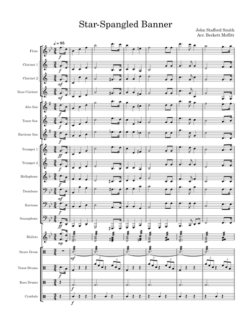 The Star Spangled Banner – John Stafford Smith The Star Spangled Banner – Arranged by Beckett Moffitt