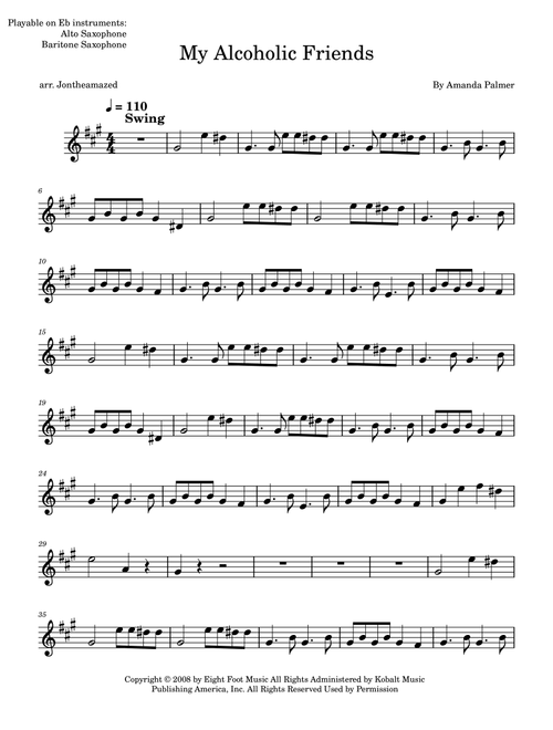 My Alcoholic Friends (Arr. Jontheamazed) - Dresden Dolls (Alto Sax Solo)