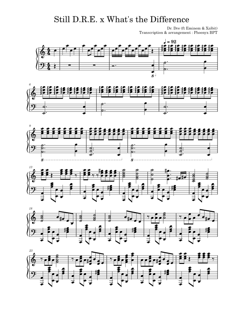 Still D.R.E. Dr. Dre Still D.R.E. x What s the Difference Sheet music for Piano Solo Musescore