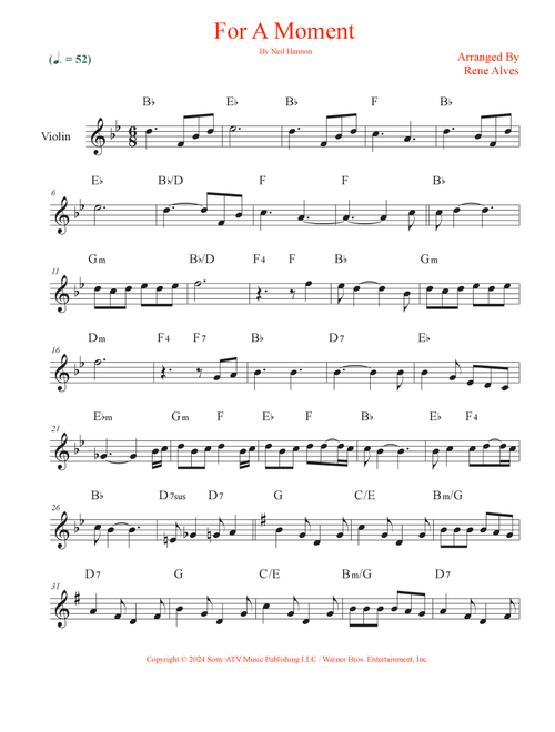 For A Moment (Arr. Rene Alves) - Neil Hannon (Violin Solo)