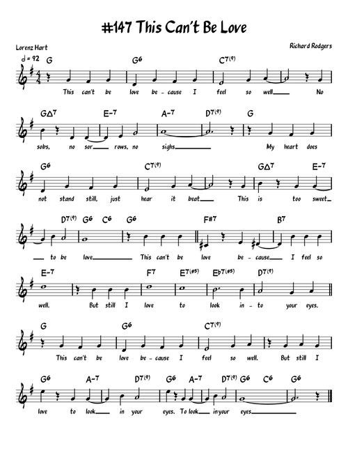This Can't Be Love (Arr. John Fries) - Natalie Cole (Piano-Vocal-Guitar (Piano Accompaniment))