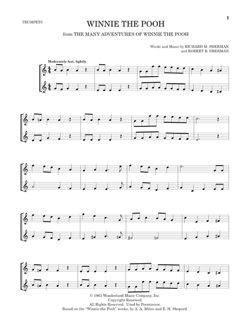 Winnie The Pooh (from The Many Adventures Of Winnie The Pooh) - Sherman Brothers, Robert B Sherman, Richard M Sherman (Trumpet Duet)