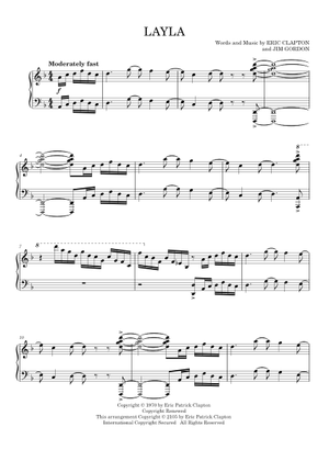 Layla - Derek and the Dominos Sheet Music for Piano (Solo
