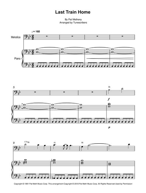 Last Train Home (Arr. Tunescribers) - Pat Metheny (Instrumental Duet)