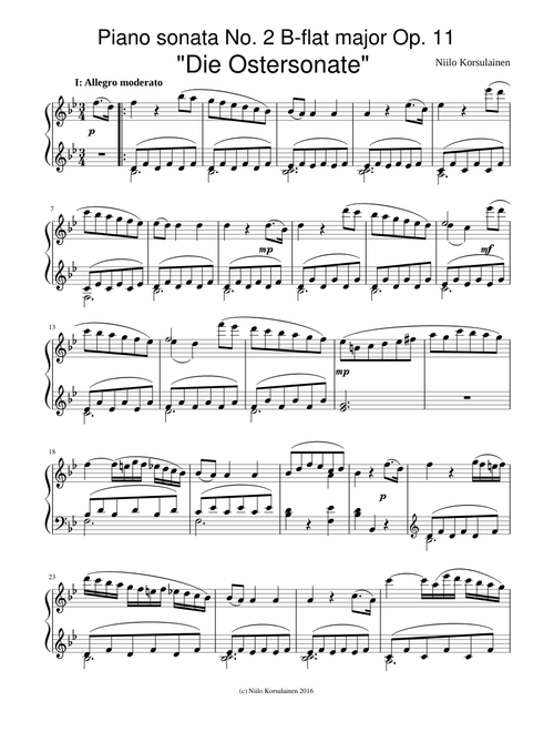 Piano sonata No. 2 B flat major, Op. 11