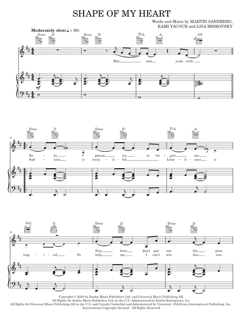 Shape of my heart - Backstreet Boys (Piano-Vocal-Guitar)