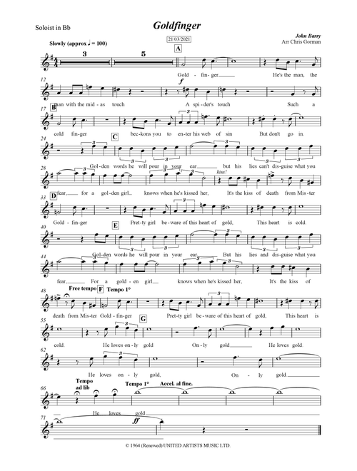 Goldfinger (Arr. Chris Gorman) - John Barry, Anthony Newley, Leslie Bricusse (Brass Band)