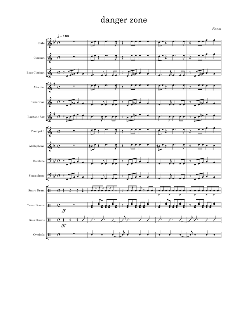 Danger zone Kenny Loggins danger zone Sean Sheet music for Flute