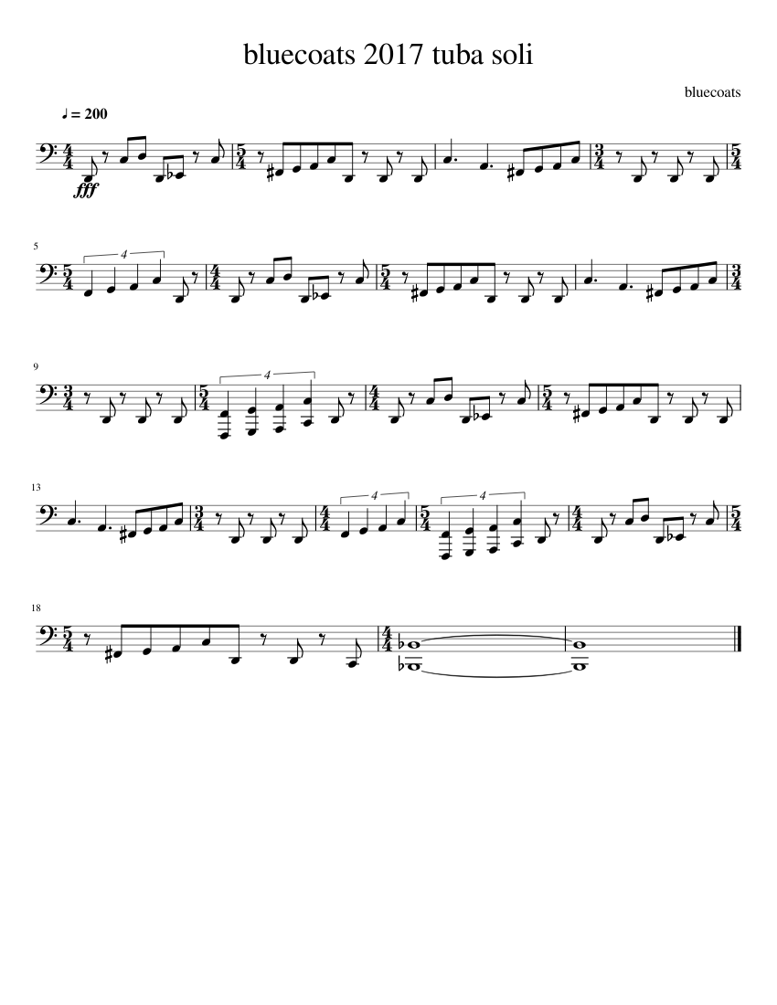 bluecoats 2017 tuba soli Sheet Music for Tuba (Solo) | MuseScore.com
