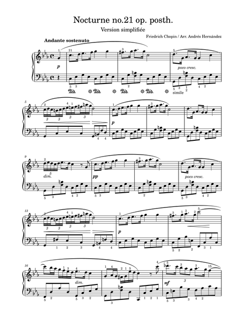 Nocturne no. 21 opus posth. (Arr. Andres Hernandez) - Frederic Chopin (Piano Solo)