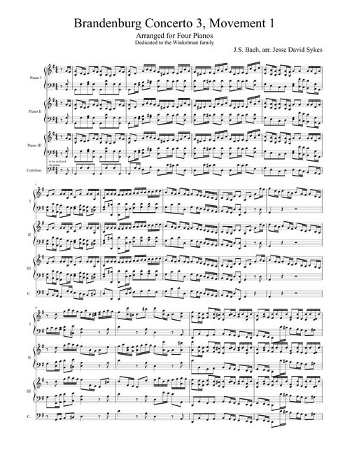 Brandenburg Concerto 3, Movement 1 - Pianos