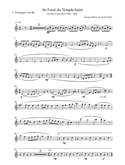 Au Fond du Temple Saint from the Pearl Fishers (Arr. Geoff Cloke) - Georges Bizet (Brass Ensemble)