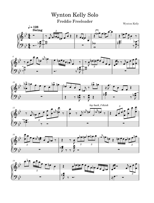 Wynton Kelly's Solo on Freddie Freeloader but I Transcribed Ghost Notes – Miles Davis