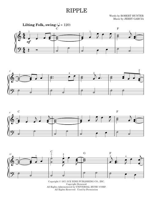 Ripple - Grateful Dead (Easy Piano)