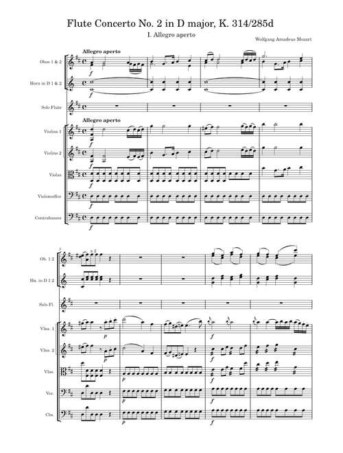 Flute Concerto No.2 in D major, K.314/285d, I. Allegro aperto – Wolfgang Amadeus Mozart