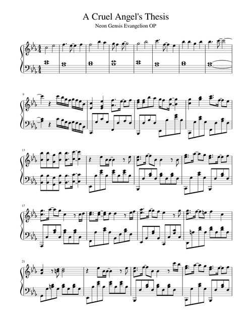 잔혹한 천사의 테제(A Cruel Angel's Thesis, 残酷な天使のテーゼ, Zankoku na Tenshi no Thesis)corrected