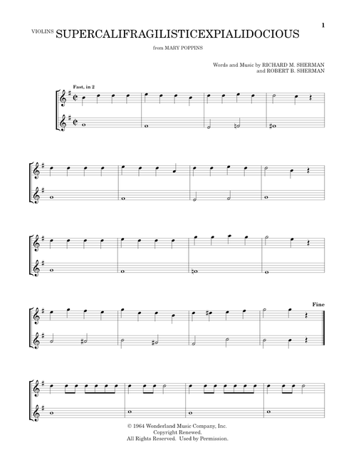 Supercalifragilisticexpialidocious (from Mary Poppins) (arr. Mark Phillips) - Julie Andrews (Violin Duet)
