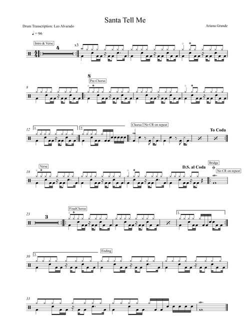 Santa Tell Me (Arr. Drum Transcription: Leo Alvarado) - Ariana Grande (Drums)