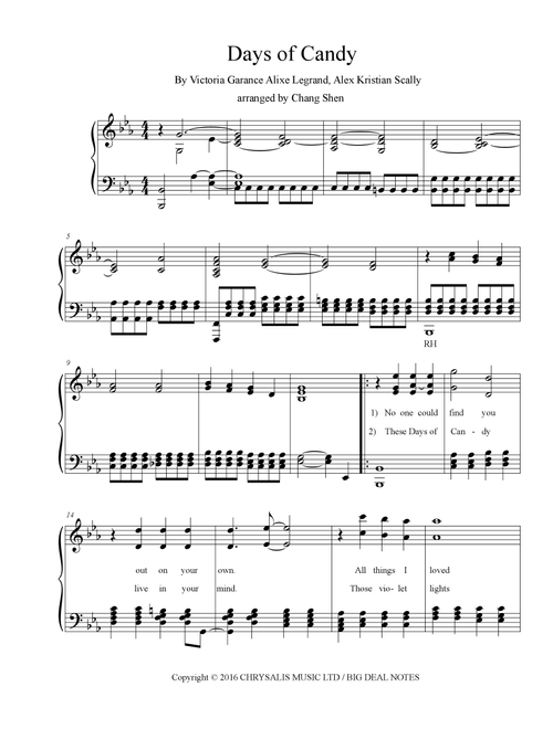 Days Of Candy (Arr. Chang Shen) - Beach House (Piano Vocal)