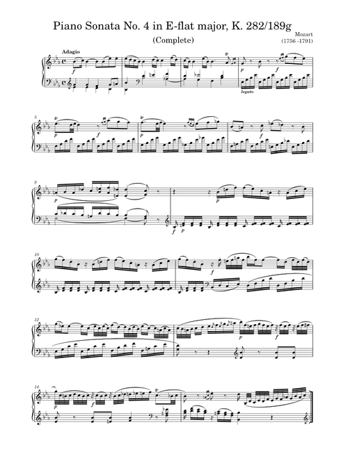 Piano Sonata No. 4 in E-flat major, K.282/189g – Wolfgang Amadeus Mozart