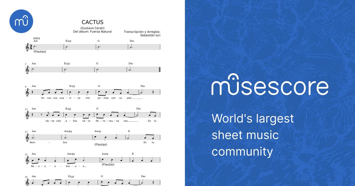 Cactus - Gustavo Cerati Sheet Music with Chords for Flute (Solo) |  MuseScore.com