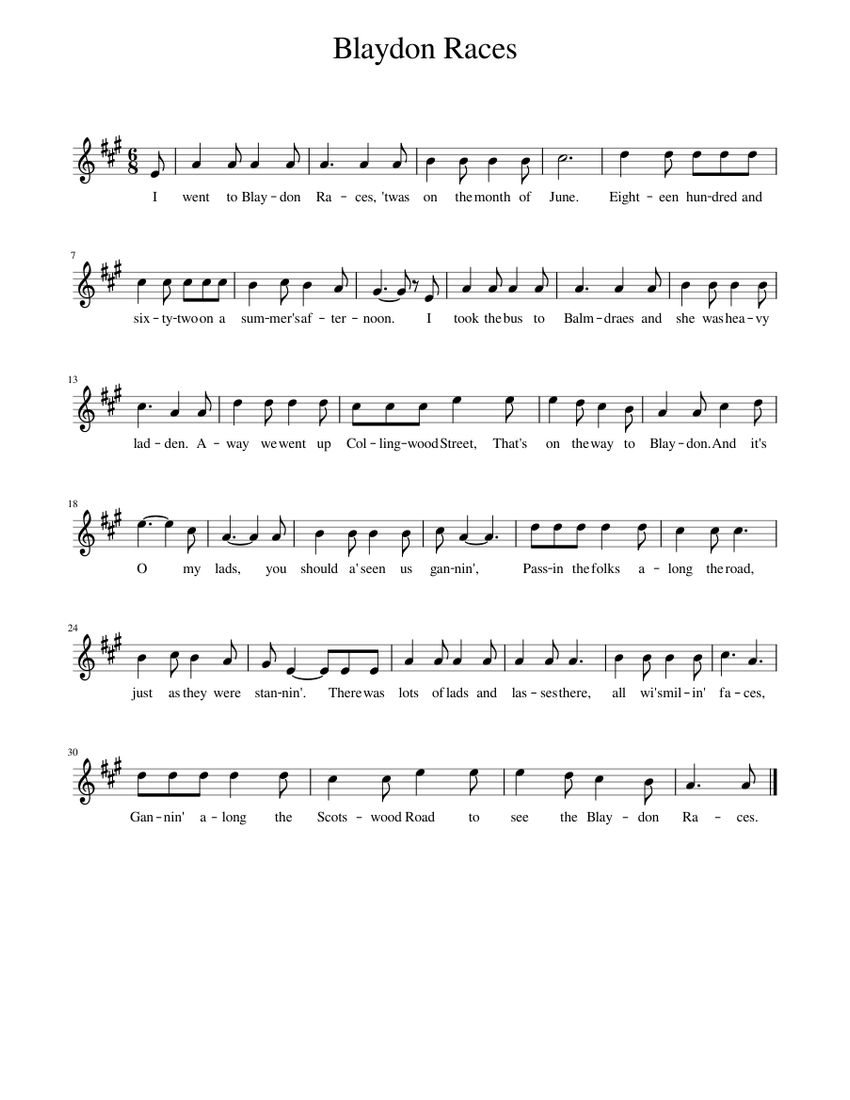 Blaydon Races Sheet Music for Piano (Solo) easy | MuseScore.com
