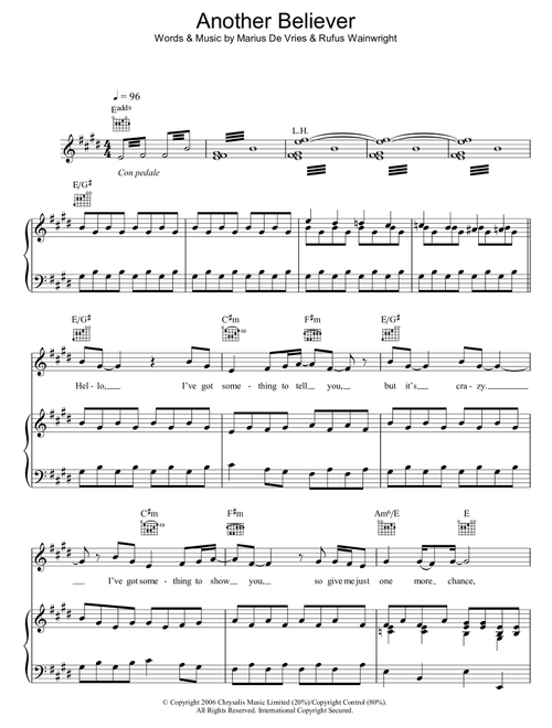 Another Believer - Rufus Wainwright (Piano-Vocal-Guitar (Piano Accompaniment))