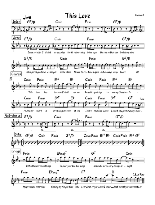 This Love (lead sheet) - Maroon 5