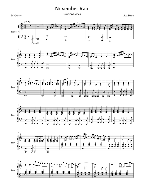 November Rain Piano