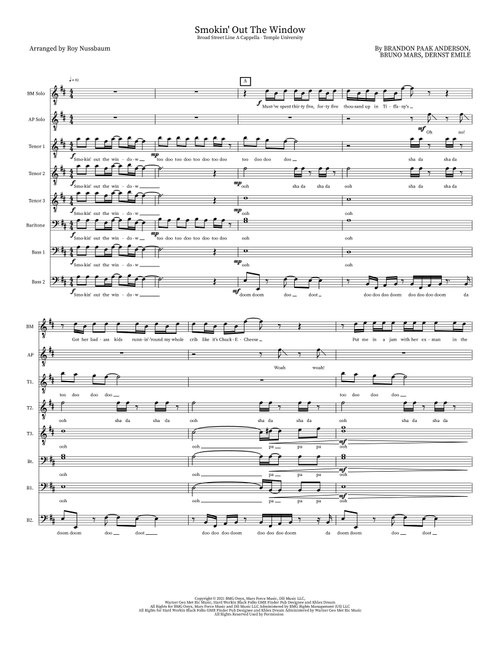 Smokin' Out The Window (Arr. Roy Nussbaum) - Bruno Mars, Anderson .paak And Silk Sonic (Choral, TTBB)