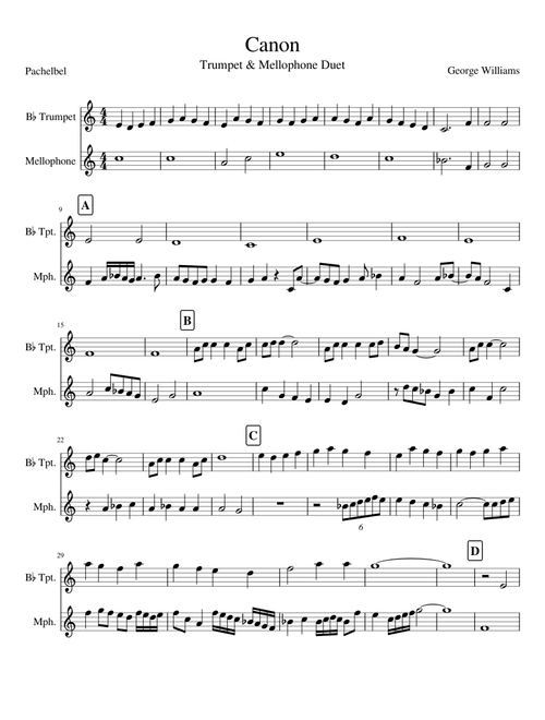 Canon - Trumpet & Mellophone Duet