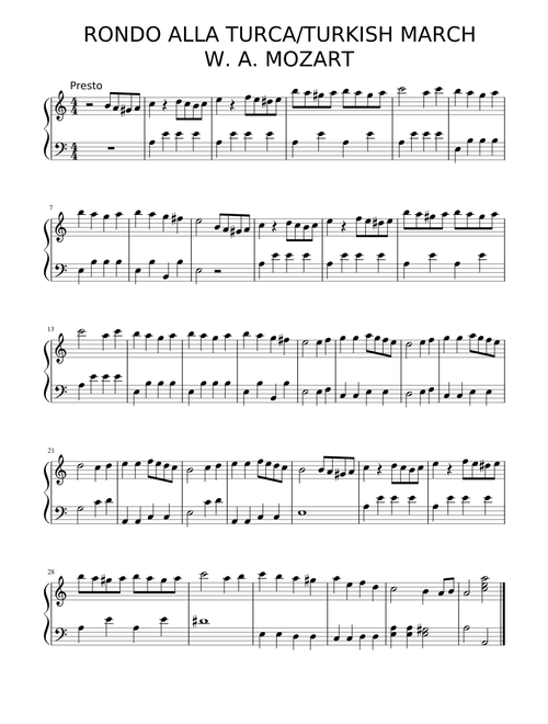 Rondo Alla Turca/Turkish March EASY version (Flowkey)