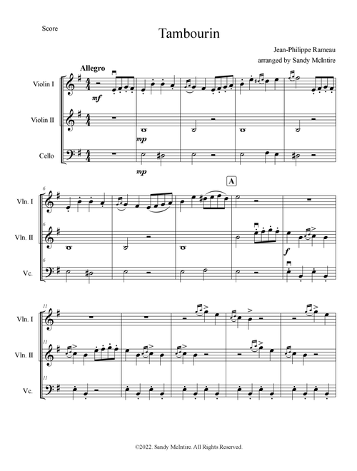 Tambourin (Arr. Sandy McIntire) - Jean-Phillippe Rameau (String Ensemble)