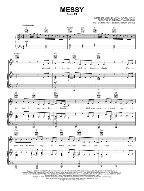 Messy (from F1: The Movie) - Rosé (Piano-Vocal-Guitar)