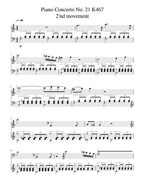 Piano Concerto No. 21 K467 2nd movement