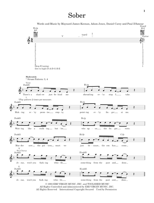 Sober - Tool (Easy Guitar)