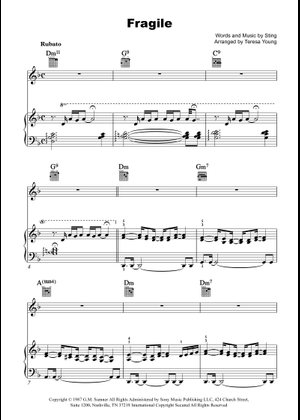 Sting - Fragile - guitar TAB Sheet Music with Chords for Guitar