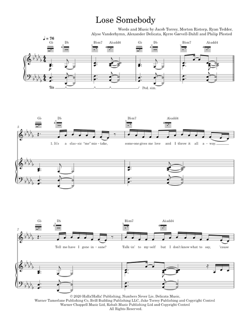 Lose Somebody - Kygo ft. One Republic (Piano-Voice)