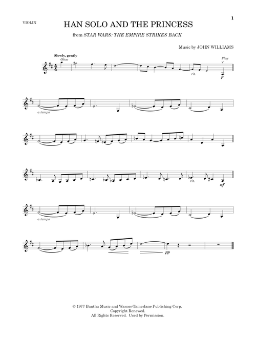 Han Solo And The Princess (from Star Wars: The Empire Strikes Back) - John Williams (Violin Solo)