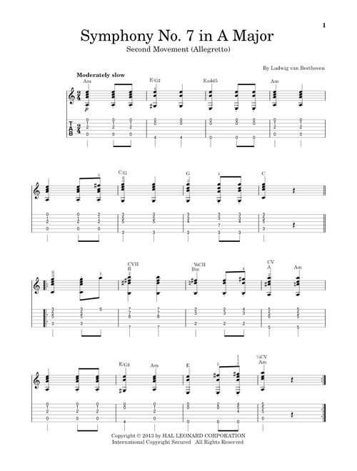 Symphony No. 7 In A Major, Second Movement (Allegretto) - Ludwig Van Beethoven (Solo Guitar)