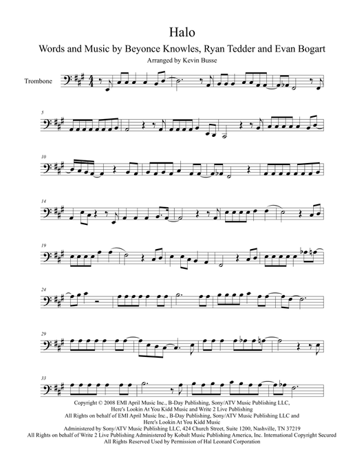 Halo (Arr. Kevin Busse) - Beyonce (Trombone Solo)